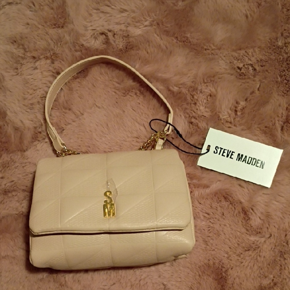 Steve Madden Beige Quilted Shoulder Bag